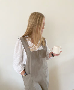 Japanese style linen apron Bark